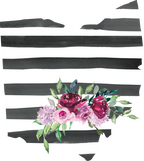 (s206-06) State Burgundy Floral Black White Stripes All States