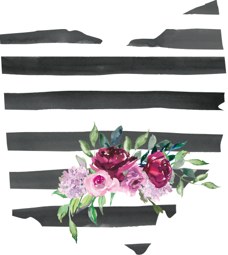 (s206-06) State Burgundy Floral Black White Stripes All States