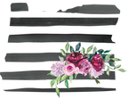 (s206-06) State Burgundy Floral Black White Stripes All States