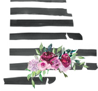 (s206-06) State Burgundy Floral Black White Stripes All States