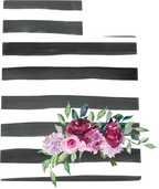 (s206-06) State Burgundy Floral Black White Stripes All States