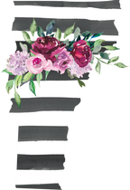 (s206-06) State Burgundy Floral Black White Stripes All States