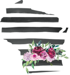 (s206-06) State Burgundy Floral Black White Stripes All States