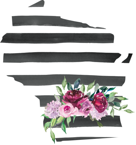 (s206-06) State Burgundy Floral Black White Stripes All States