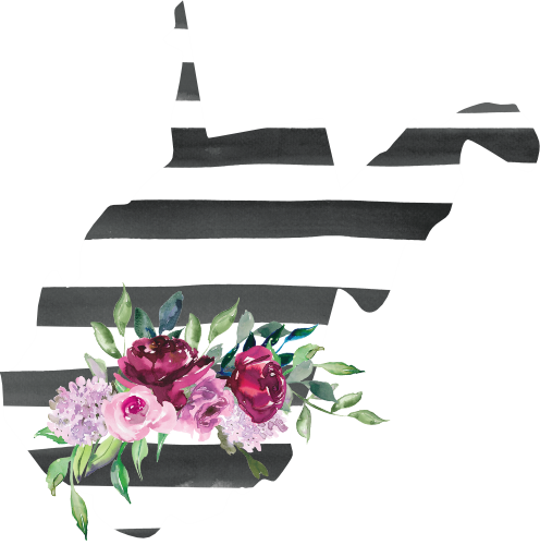 (s206-06) State Burgundy Floral Black White Stripes All States