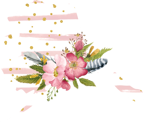 (s206-07) State Watercolor Floral Pink White Stripes All States Available