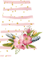 (s206-07) State Watercolor Floral Pink White Stripes All States Available