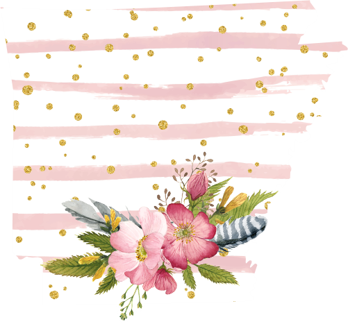 (s206-07) State Watercolor Floral Pink White Stripes All States Available