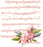(s206-07) State Watercolor Floral Pink White Stripes All States Available