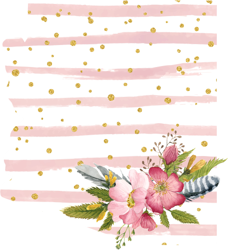 (s206-07) State Watercolor Floral Pink White Stripes All States Available