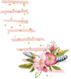 (s206-07) State Watercolor Floral Pink White Stripes All States Available