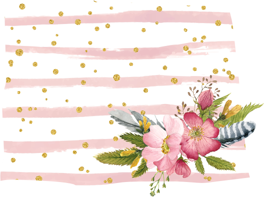 (s206-07) State Watercolor Floral Pink White Stripes All States Available
