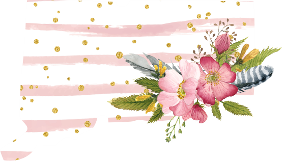 (s206-07) State Watercolor Floral Pink White Stripes All States Available