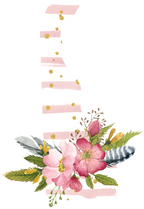 (s206-07) State Watercolor Floral Pink White Stripes All States Available