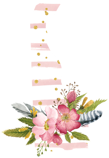 (s206-07) State Watercolor Floral Pink White Stripes All States Available