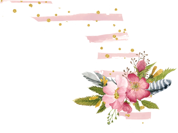 (s206-07) State Watercolor Floral Pink White Stripes All States Available