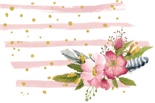 (s206-07) State Watercolor Floral Pink White Stripes All States Available