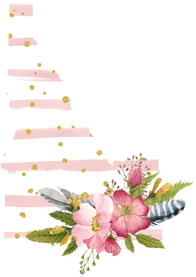(s206-07) State Watercolor Floral Pink White Stripes All States Available