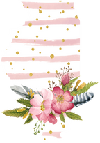 (s206-07) State Watercolor Floral Pink White Stripes All States Available