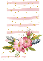 (s206-07) State Watercolor Floral Pink White Stripes All States Available