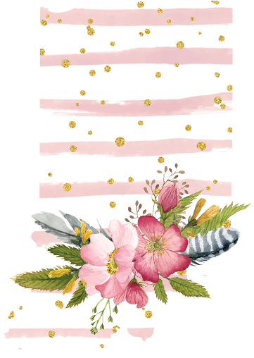 (s206-07) State Watercolor Floral Pink White Stripes All States Available