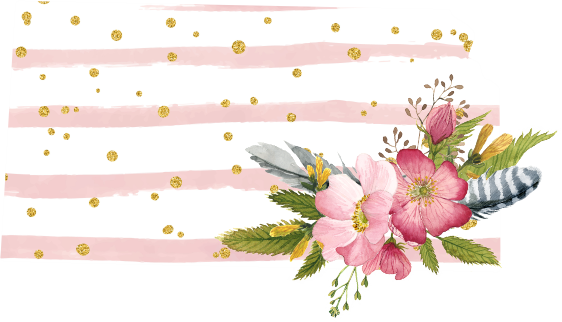 (s206-07) State Watercolor Floral Pink White Stripes All States Available