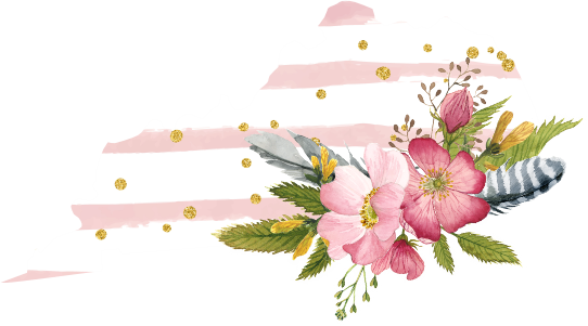 (s206-07) State Watercolor Floral Pink White Stripes All States Available
