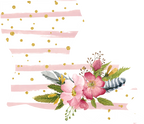 (s206-07) State Watercolor Floral Pink White Stripes All States Available
