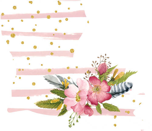 (s206-07) State Watercolor Floral Pink White Stripes All States Available