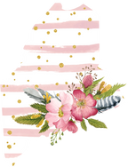 (s206-07) State Watercolor Floral Pink White Stripes All States Available