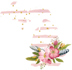 (s206-07) State Watercolor Floral Pink White Stripes All States Available