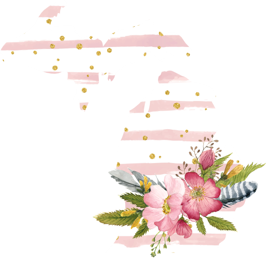 (s206-07) State Watercolor Floral Pink White Stripes All States Available