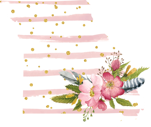 (s206-07) State Watercolor Floral Pink White Stripes All States Available