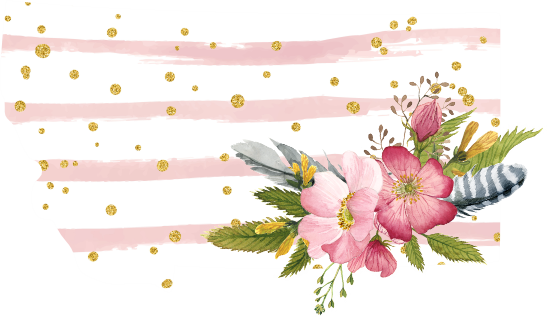(s206-07) State Watercolor Floral Pink White Stripes All States Available