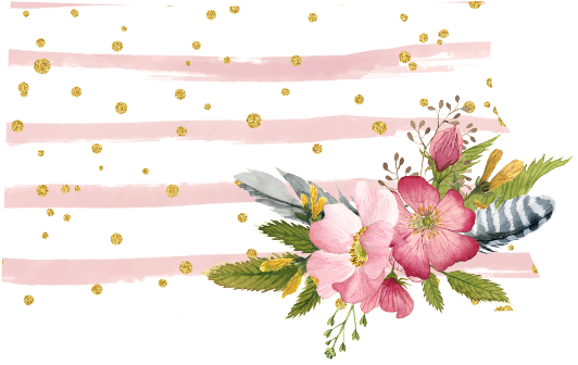 (s206-07) State Watercolor Floral Pink White Stripes All States Available
