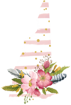 (s206-07) State Watercolor Floral Pink White Stripes All States Available