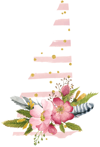 (s206-07) State Watercolor Floral Pink White Stripes All States Available