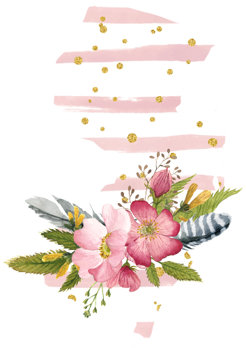 (s206-07) State Watercolor Floral Pink White Stripes All States Available