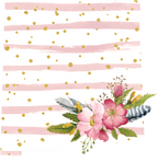 (s206-07) State Watercolor Floral Pink White Stripes All States Available