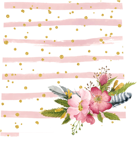 (s206-07) State Watercolor Floral Pink White Stripes All States Available