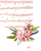 (s206-07) State Watercolor Floral Pink White Stripes All States Available