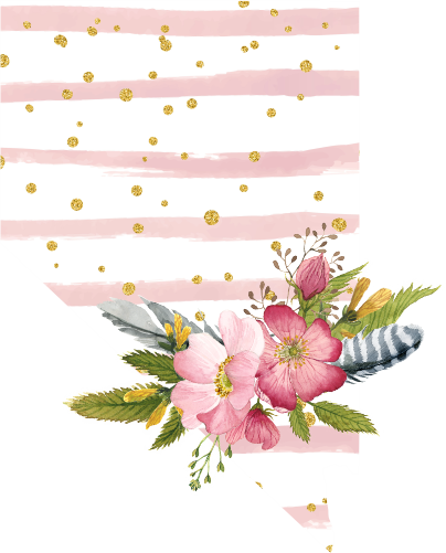 (s206-07) State Watercolor Floral Pink White Stripes All States Available