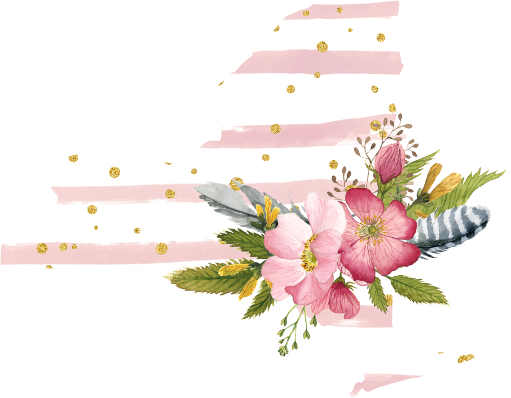 (s206-07) State Watercolor Floral Pink White Stripes All States Available