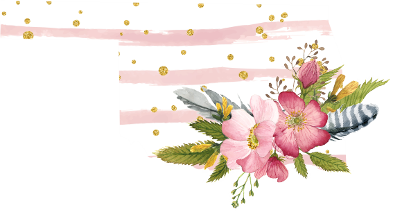 (s206-07) State Watercolor Floral Pink White Stripes All States Available