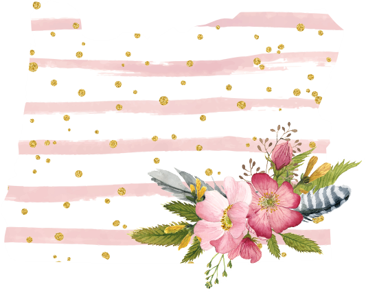 (s206-07) State Watercolor Floral Pink White Stripes All States Available