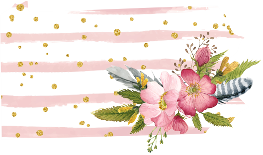 (s206-07) State Watercolor Floral Pink White Stripes All States Available