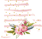 (s206-07) State Watercolor Floral Pink White Stripes All States Available
