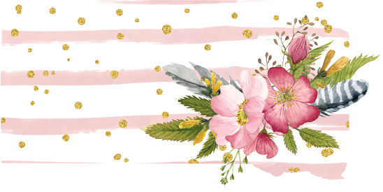 (s206-07) State Watercolor Floral Pink White Stripes All States Available