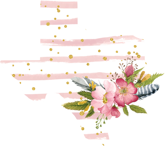 (s206-07) State Watercolor Floral Pink White Stripes All States Available