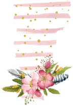 (s206-07) State Watercolor Floral Pink White Stripes All States Available
